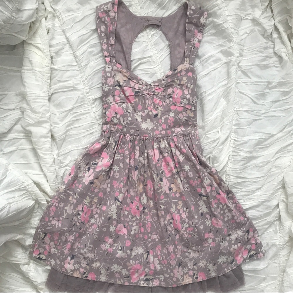 Free People Romantic Purple Floral Tulle Dress